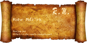 Rohr Márk névjegykártya